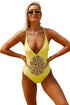 Sexy Yellow Crochet Front Detail One Piece Bathing Suit